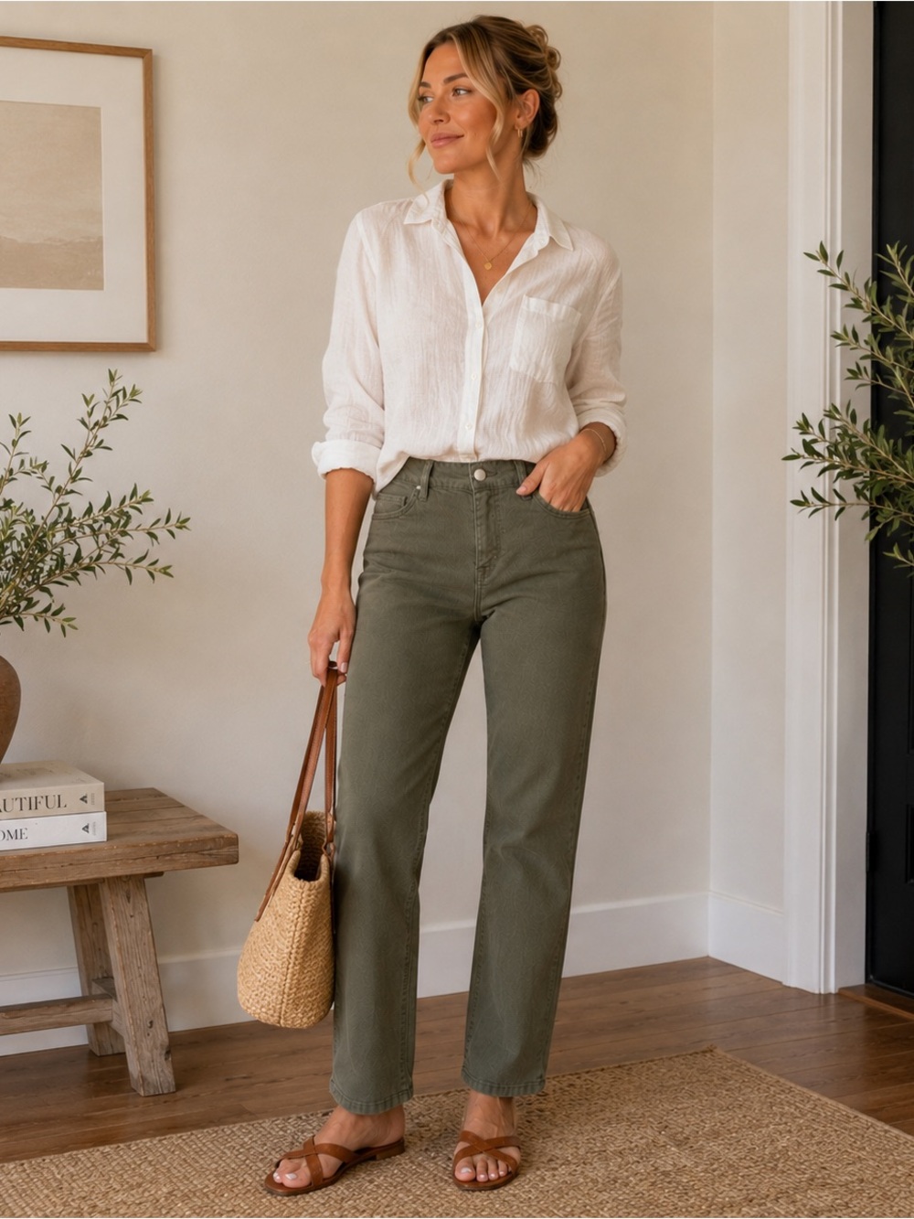 Eileen Fisher Olive Skinny Pants Size 6